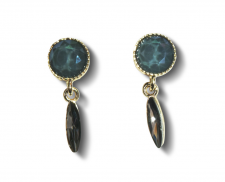 arete doble cristal azul marino
